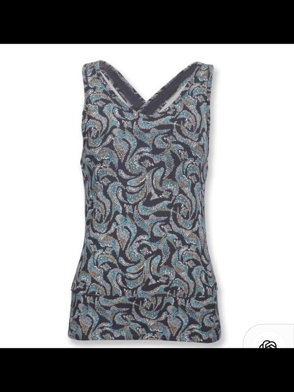 The North Face Patterned V-Neck Tank in Teal, Black & Gray